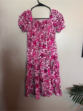 5 for $20! Girls Pink Floral Square-Neck Sundress